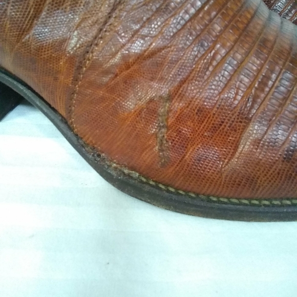 Vintage JUSTIN Boots Lizard Size 8D Cognac Tan  8301 Leather Exotic - Picture 6 of 9